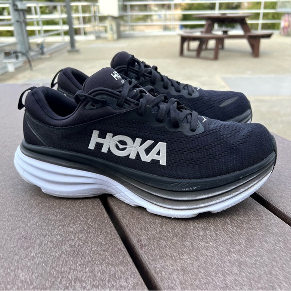 Hoka Shoes - Hoka One One Bondi 8 Women's Size US 9.5B Black White Athletic Running Sneakers